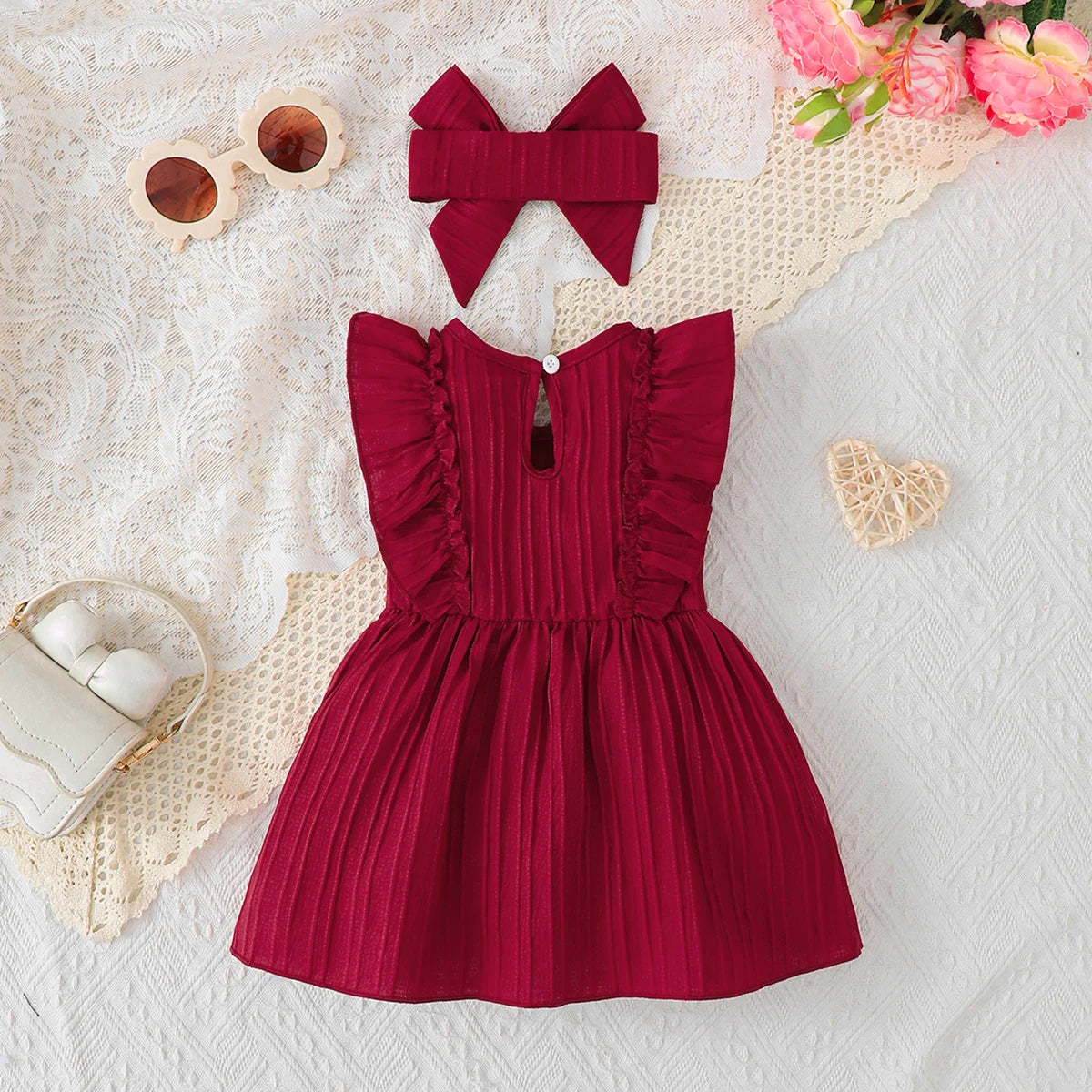 Girl's Bow Sleeveless Dress 0-24 Months