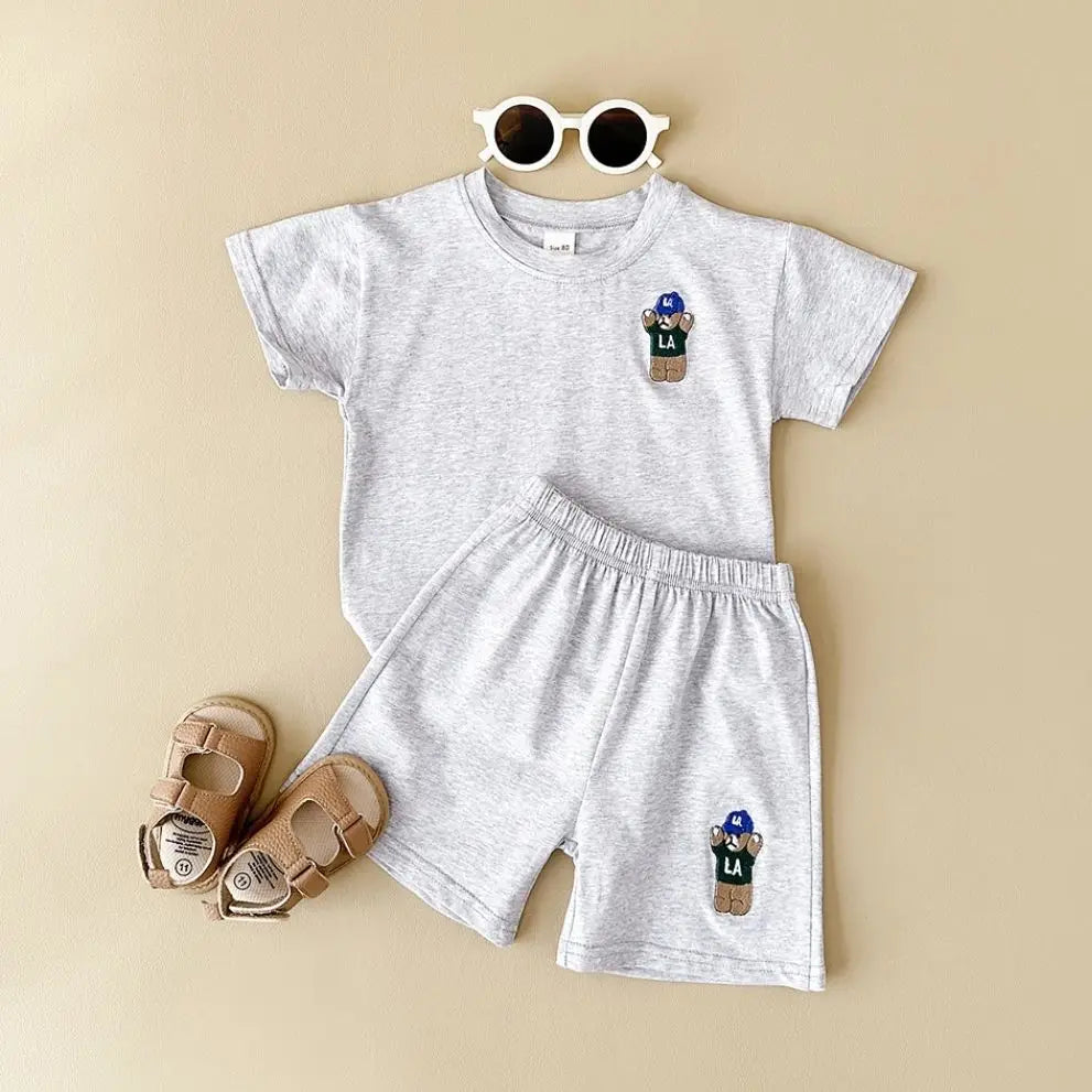 Unisex Embroidered Bear Cotton Set 9M- 4T