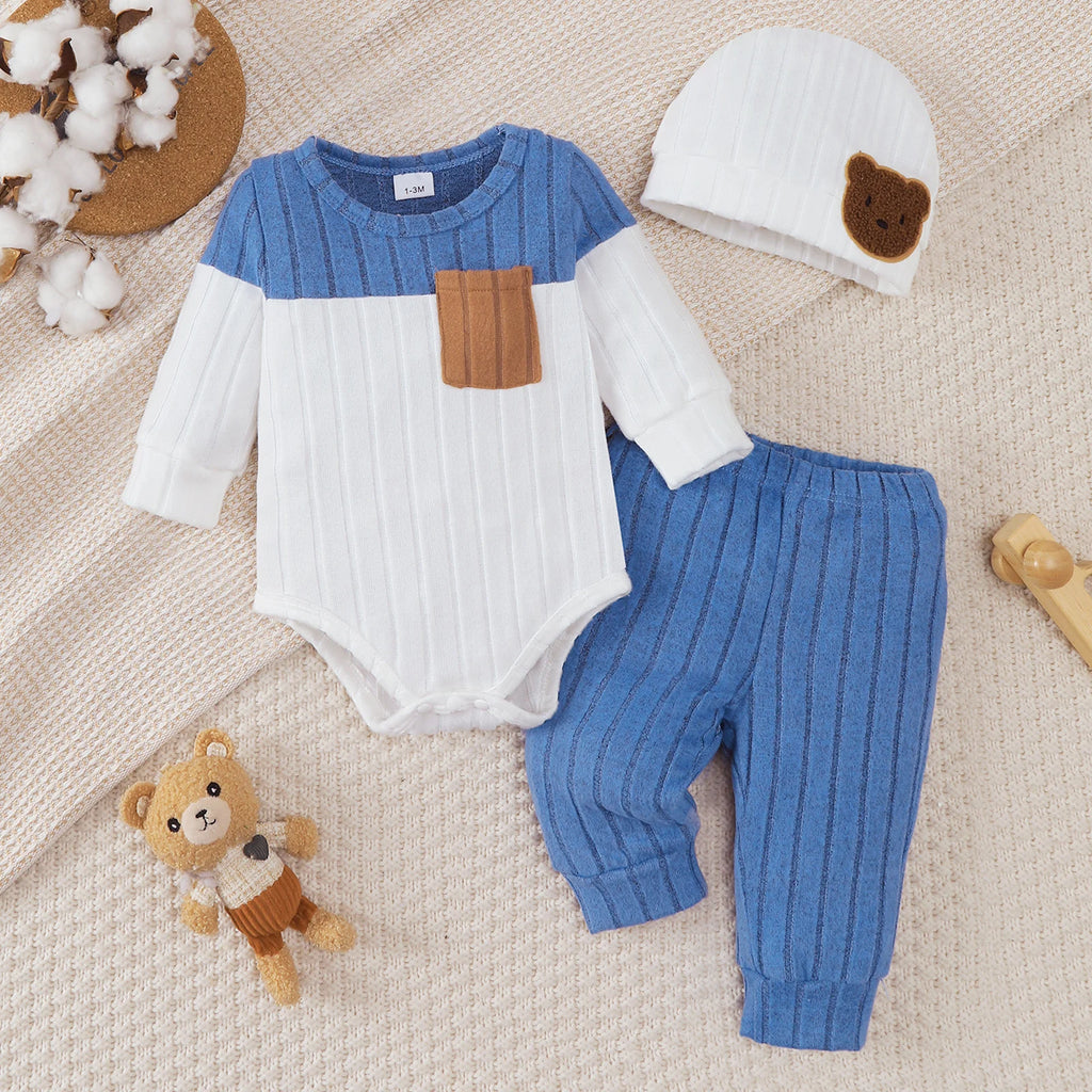 Boys Three Piece Sweater Set with Hat Newborn- 18M