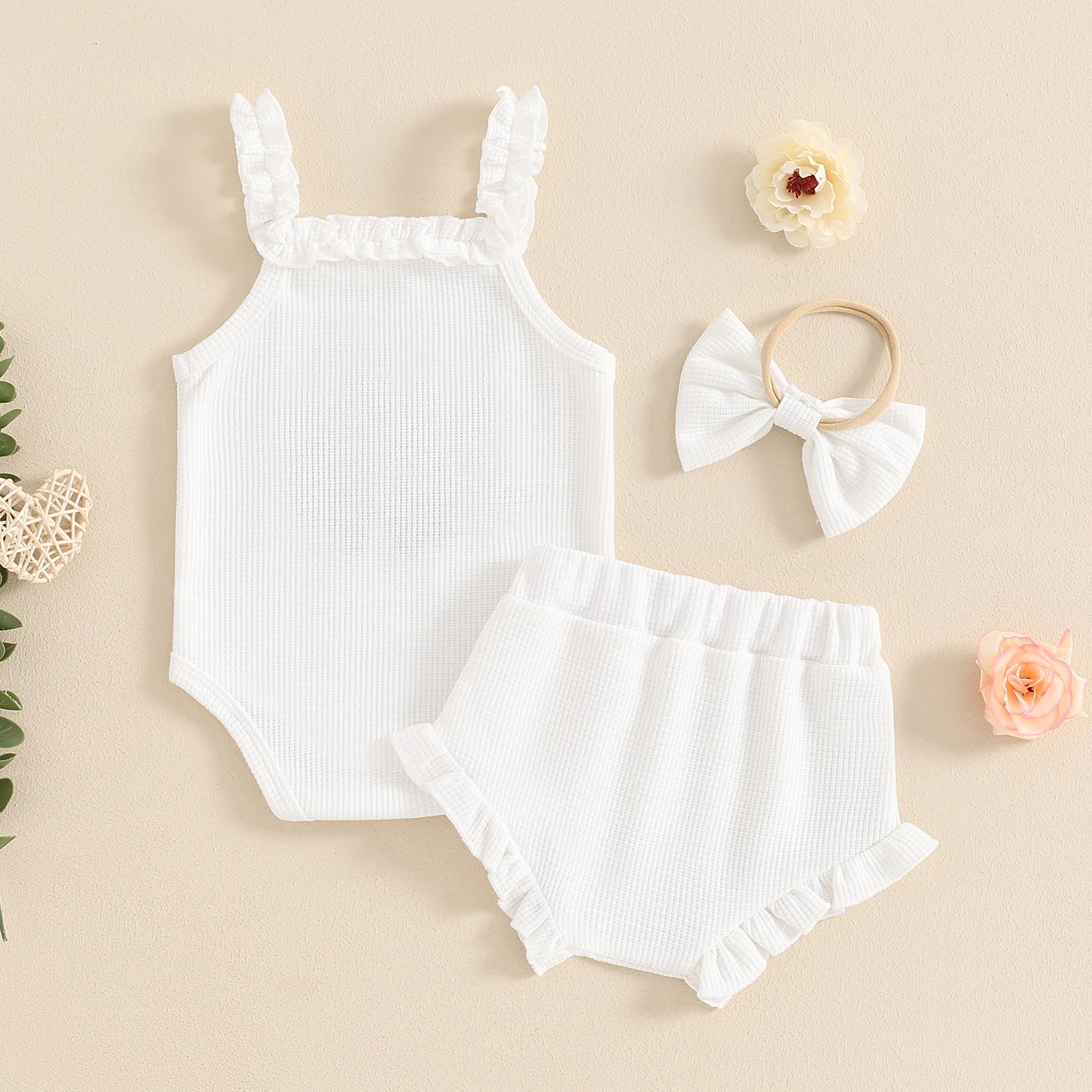 Baby Girl Flower Embroidered 3Pc Summer Set