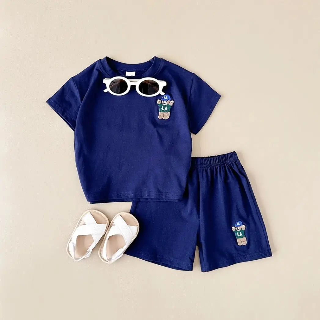 Unisex Embroidered Bear Cotton Set 9M- 4T
